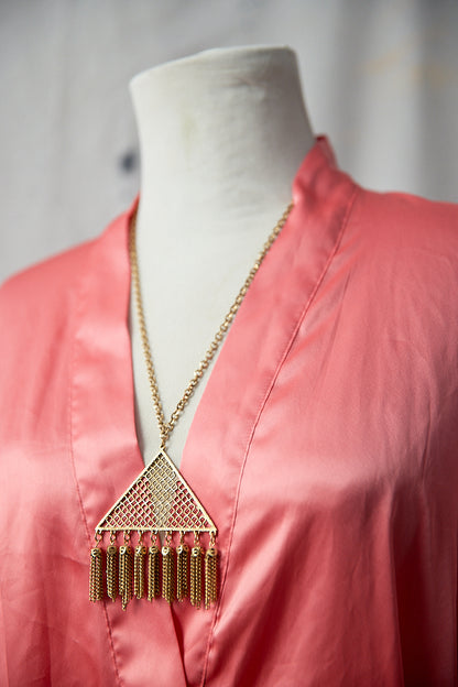 Gold Tone Triangle Tassel Necklace