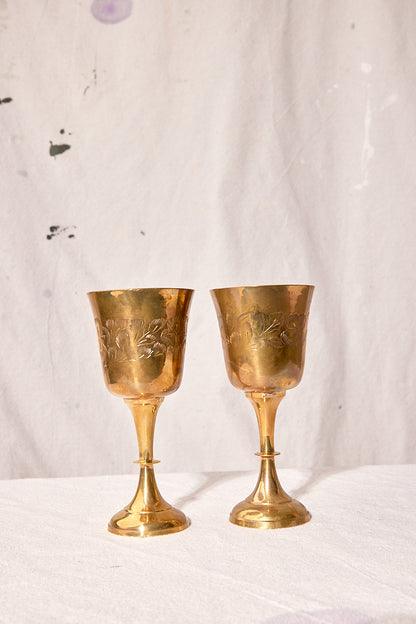 Floral Brass Cups