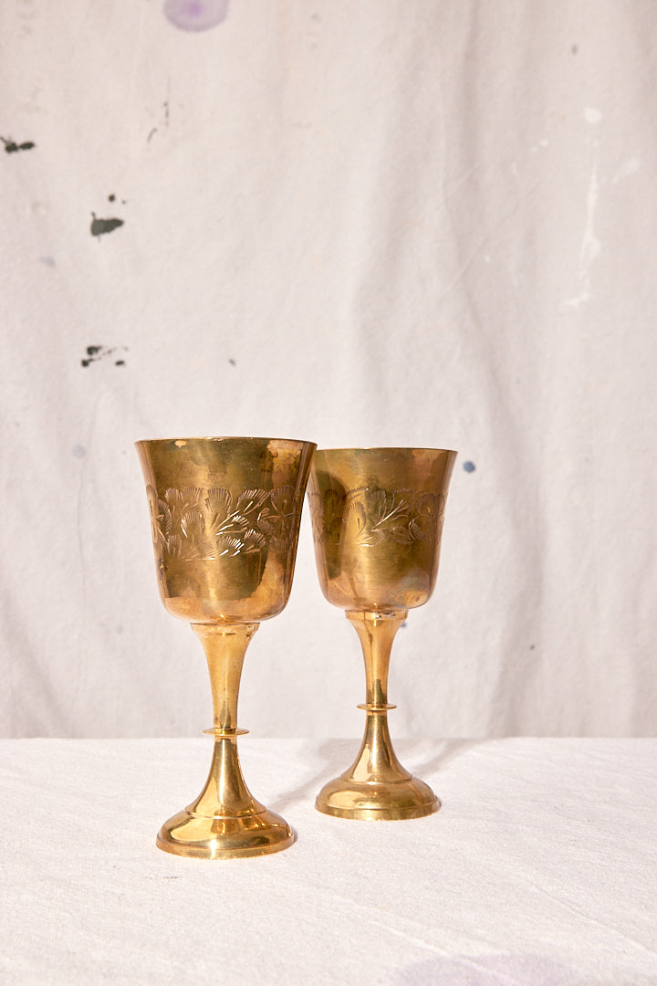 Floral Brass Cups