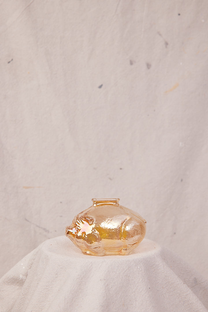 Marigold Carnival Glass Piggy Bank