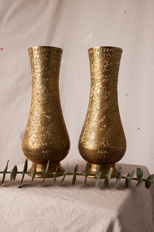 Floral Brass Vase