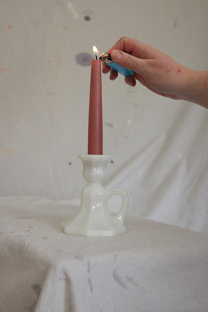 White milk glass candle holder