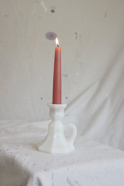 White milk glass candle holder