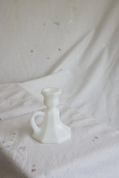 White milk glass candle holder