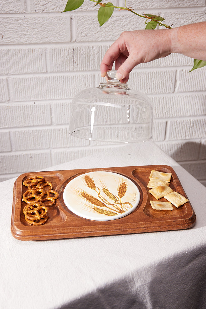 Cheese & Cracker Server with Glass Dome